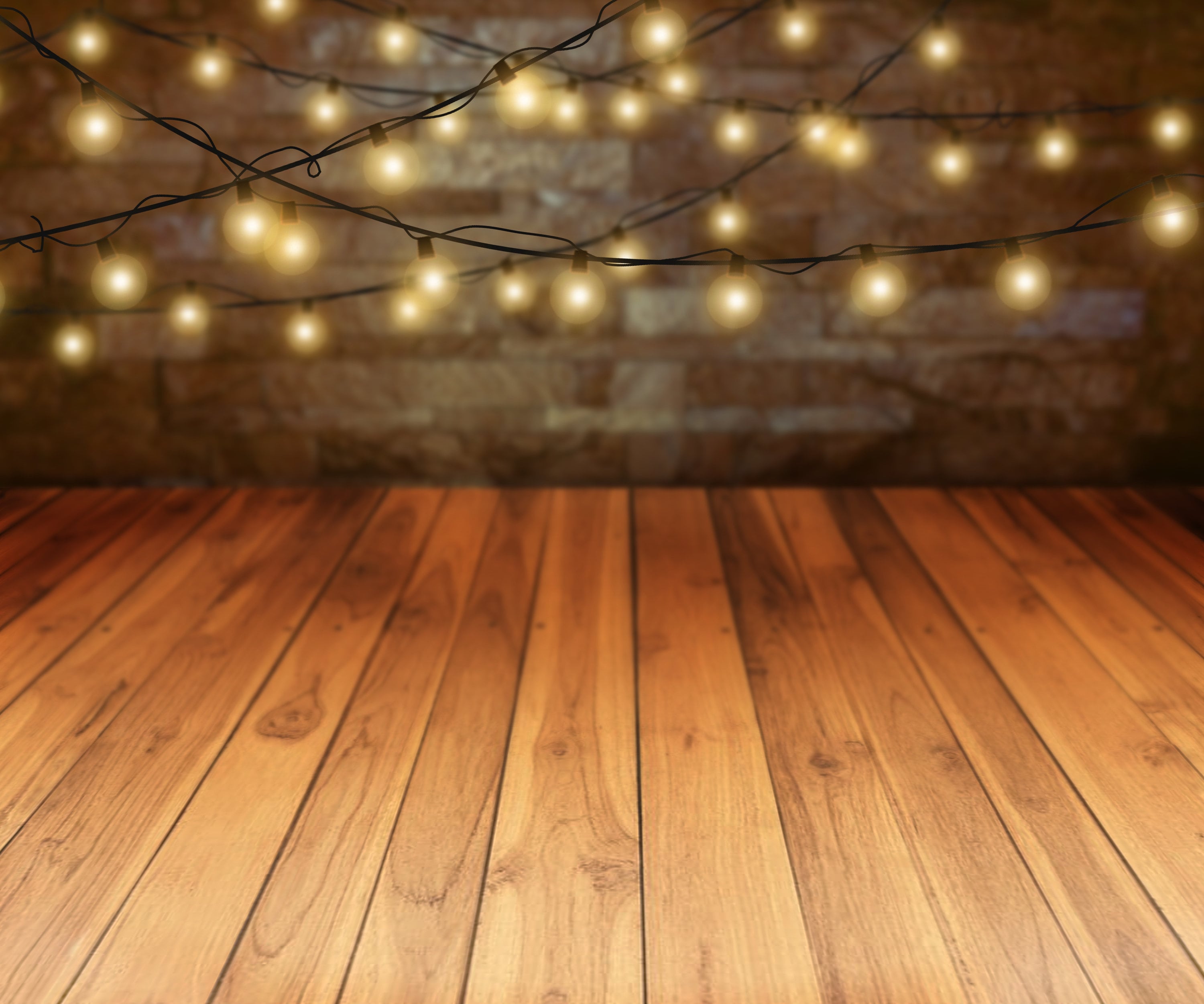 Digital Backdrop, Warm Light, String Lights, Hanging Lights, Photography,  Digital, Photoshop, Printable, Warm, Rustic, Wood, Brick, DOWNLOAD 