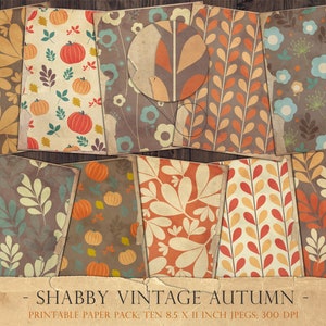 Shabby fall, shabby autumn, junk journal, collage sheets, vintage autumn, vintage fall, digital paper, 8.5 x 11, printable, leaves, DOWNLOAD
