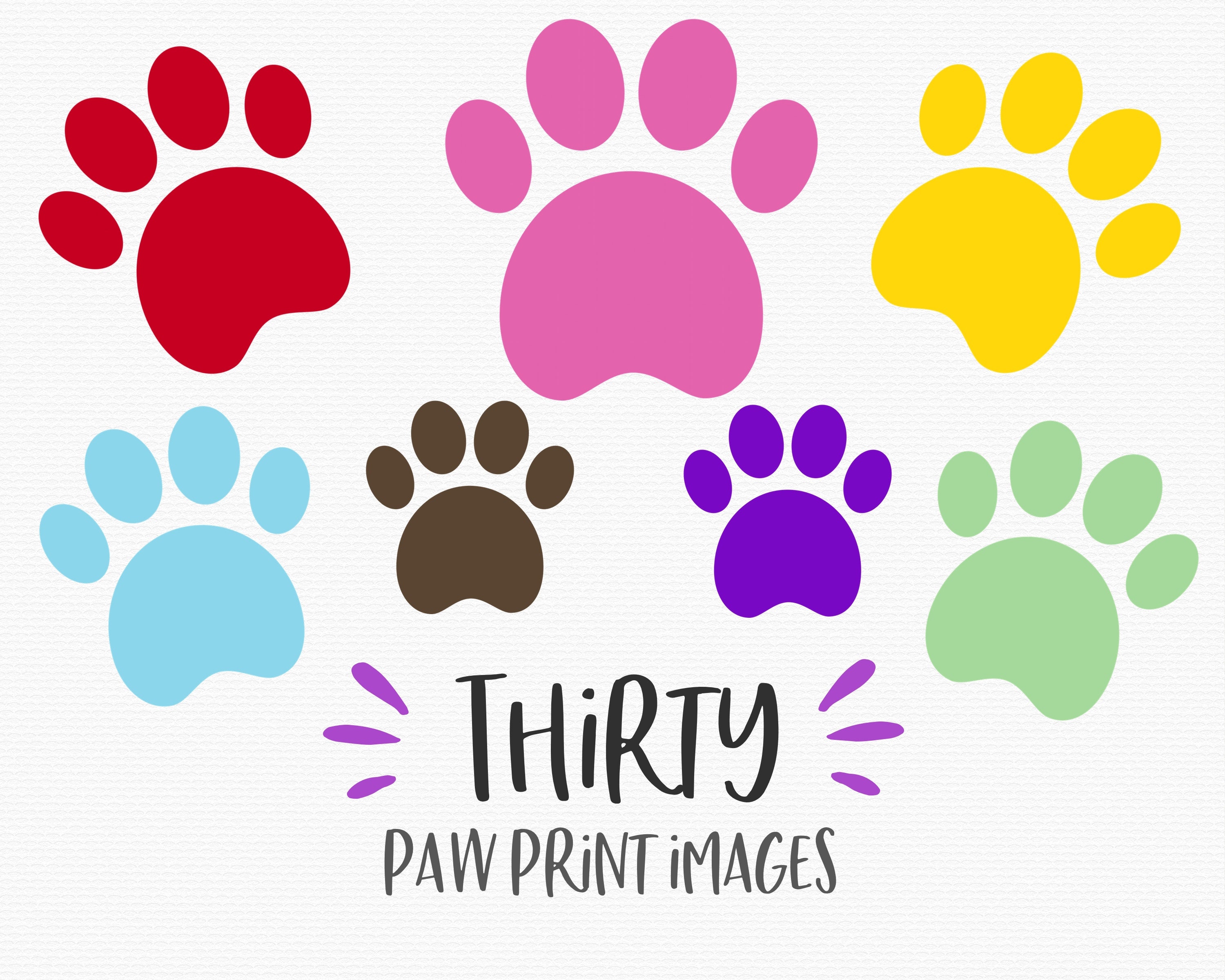 Paw Prints Clipart Dog Prints Animal Paws Bear Rainbow - Etsy