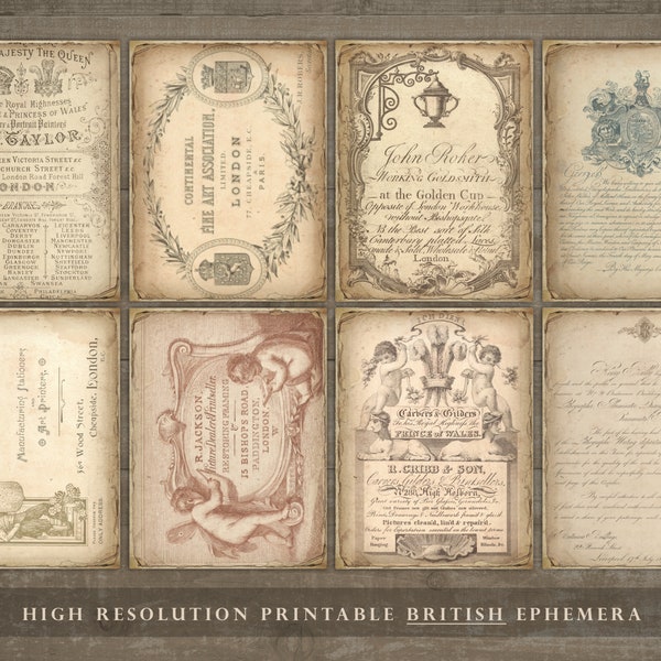 Vintage British, British ephemera, printable, junk journal, English, Scottish, royal, letter, queen, hand-writing, scrapbook, card, DOWNLOAD
