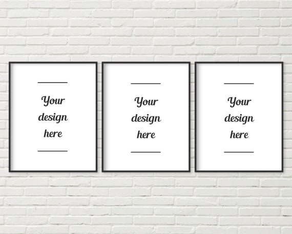 Three Frame Mockup Multiple Frame Mockup Thin Black Frame Etsy