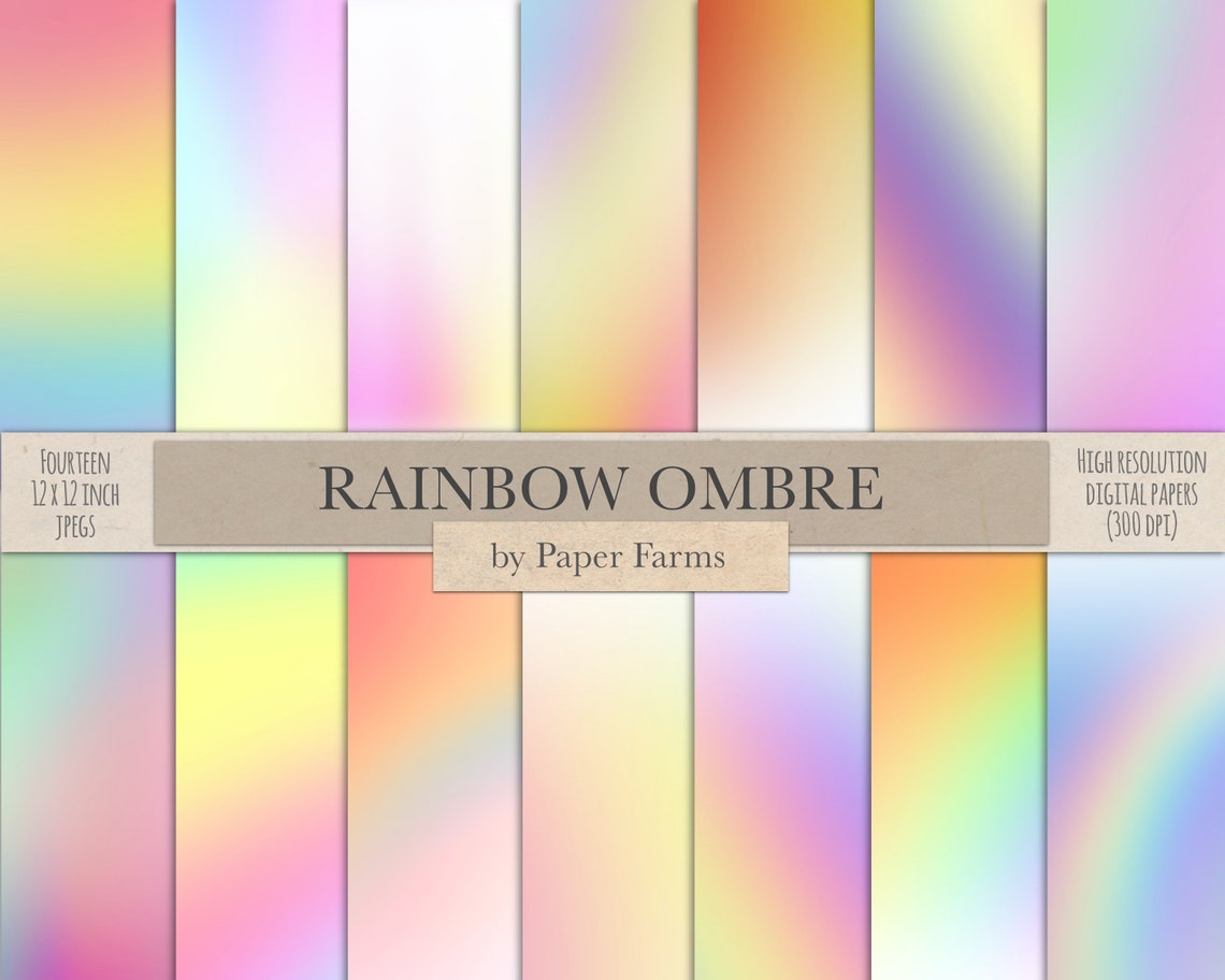 Ombre Paper.pdf Ombre Rainbow, Rainbow Ombre, Digital Paper, Scrapbook Paper, Printable ...