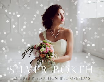 Silber Bokeh Overlays, Photoshop Overlays, Hochzeit Overlays, unscharf, Lichtlecks, Filter, Silber Lichter, Girlande, Bokeh, DOWNLOAD