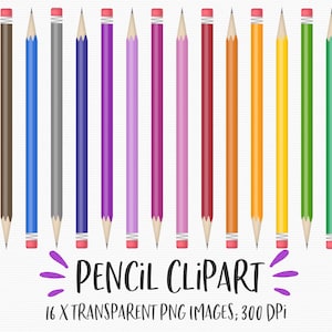 May include: Set of 16 colorful pencils with pink erasers. The pencils are arranged in a row from left to right, with the colors: light blue, brown, blue, gray, purple, light purple, red, orange, yellow, light orange, green, dark green, black, white, pink, and light pink.