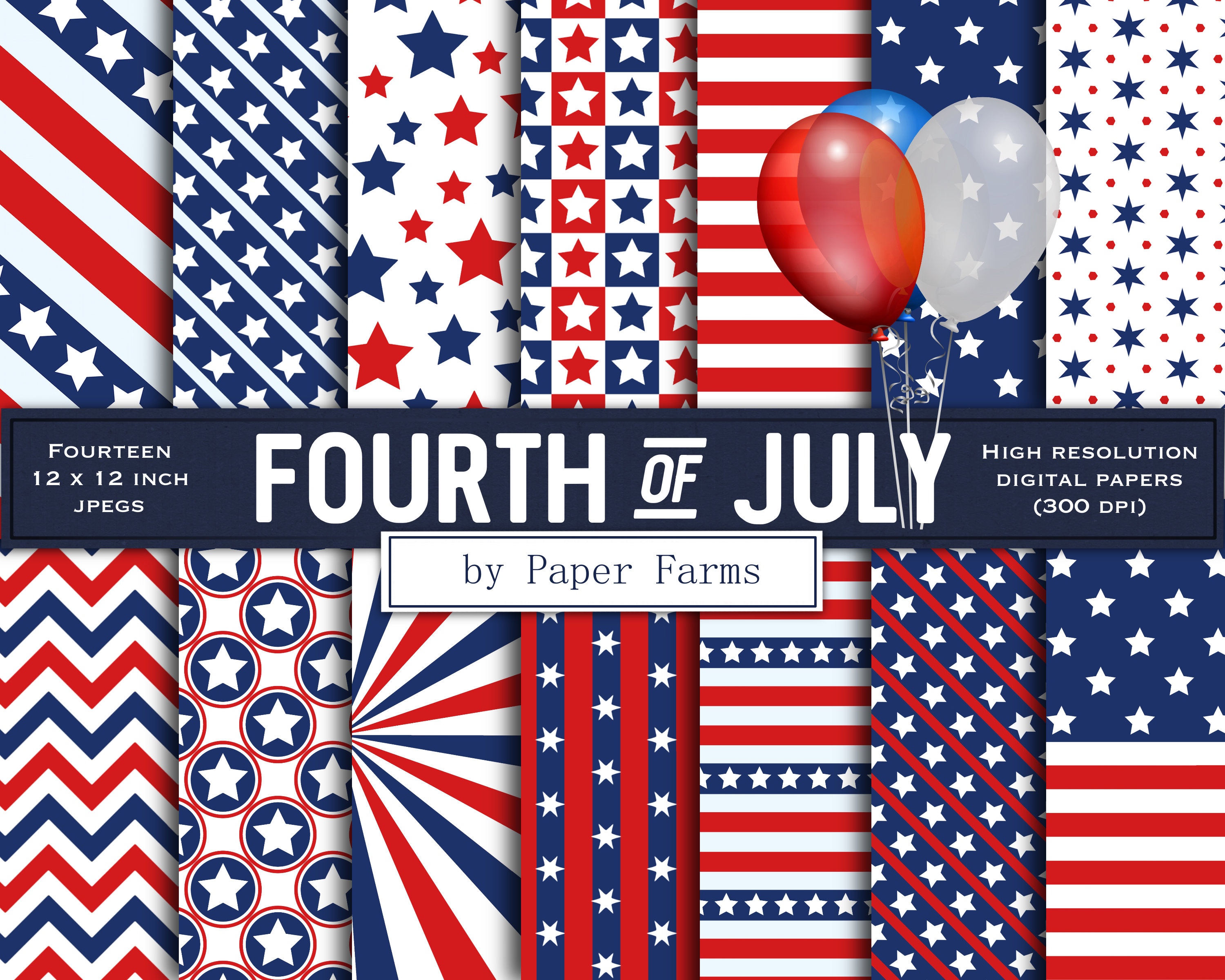 Fourth of July Digital Paper Fourth of July Scrapbook Paper | Etsy