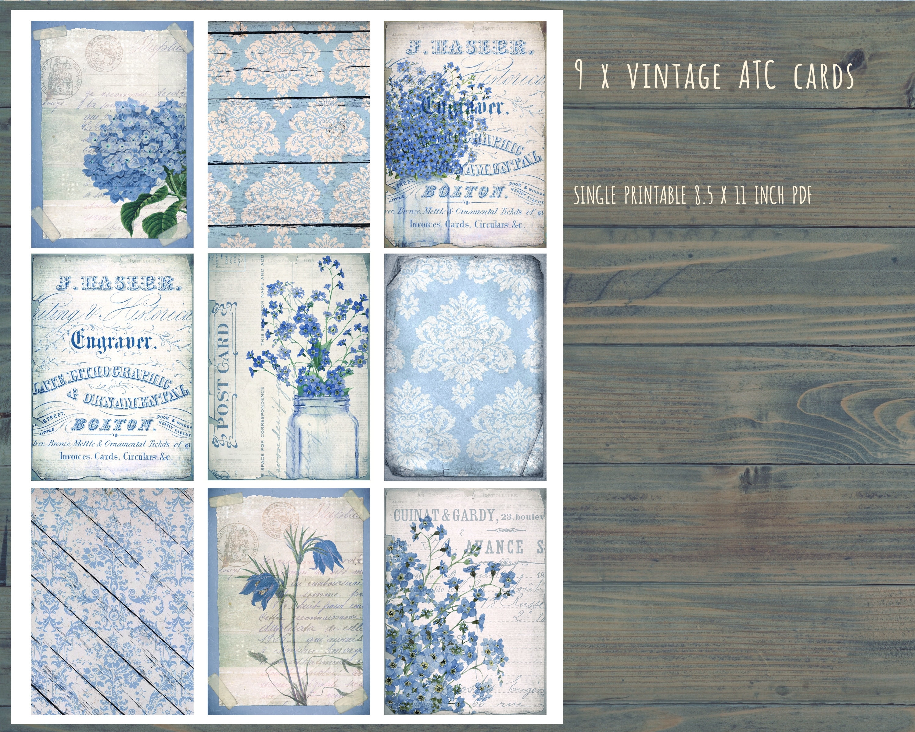 junkjournal【vintage Blue】 Junk Journal Kit Vintage Blue: Vintage Ephemera for Junk