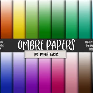 Ombre digital paper, ombre scrapbook paper, ombre backgrounds, printable ombre, rainbow ombre, gradient digital paper, digital scrapbooking
