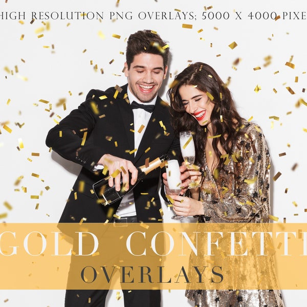 Gold Konfetti Overlays, Konfetti Overlays, realistische Konfetti, fallende Konfetti, golden, Goldfolie, Neujahr, Party, Overlay, DOWNLOAD