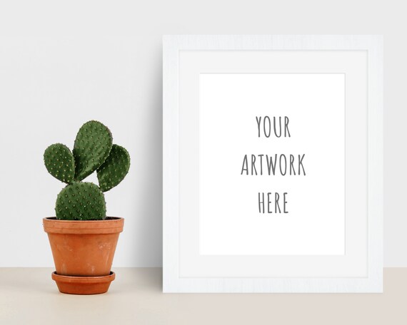 Download White Frame Mockup Picture Frame Mockup Cactus Greenery Etsy