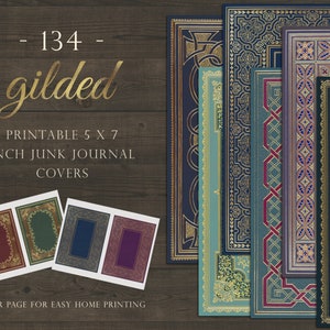 Vintage book cover, gilded book cover, printable book cover, junk journal cover, junk journal kit, decorative, gold, ornate, metal, DOWNLOAD
