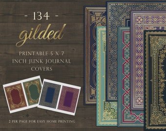 Vintage book cover, gilded book cover, printable book cover, junk journal cover, junk journal kit, decorative, gold, ornate, metal, DOWNLOAD