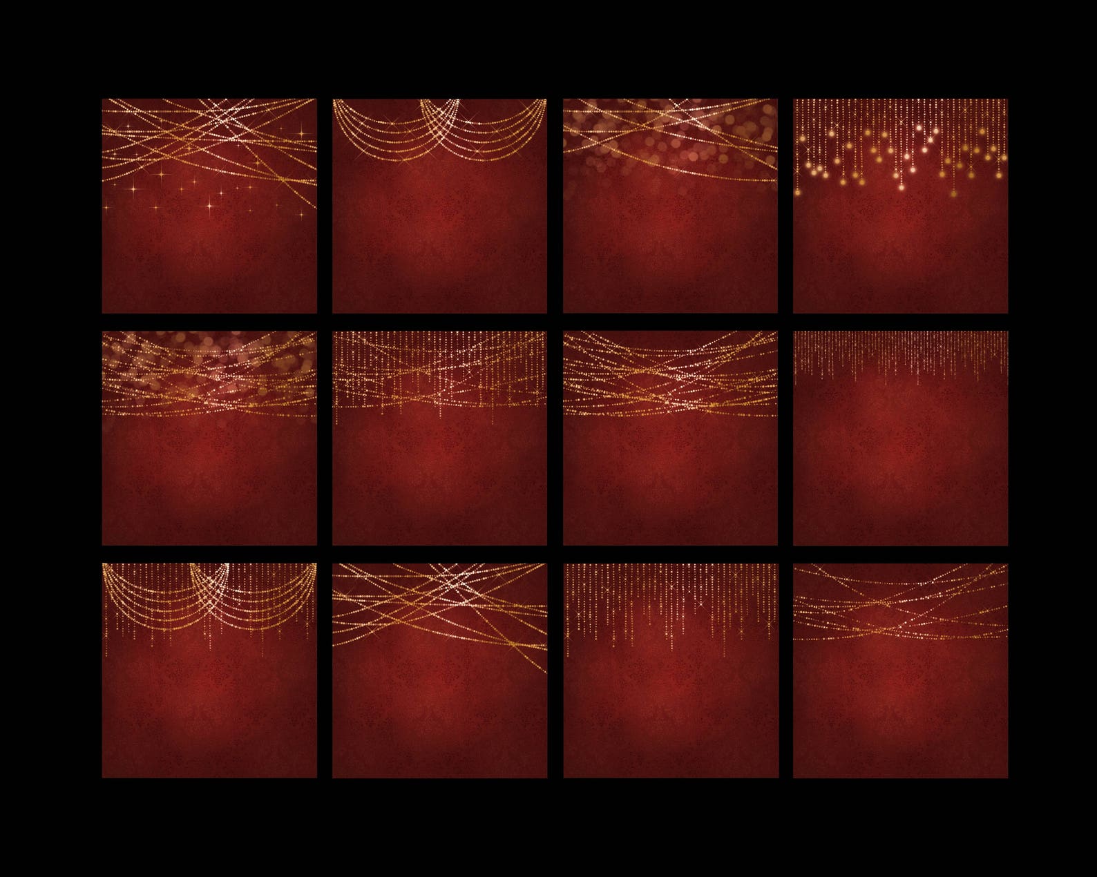 Christmas Digital Paper Gold Lights Red and Gold Damask - Etsy