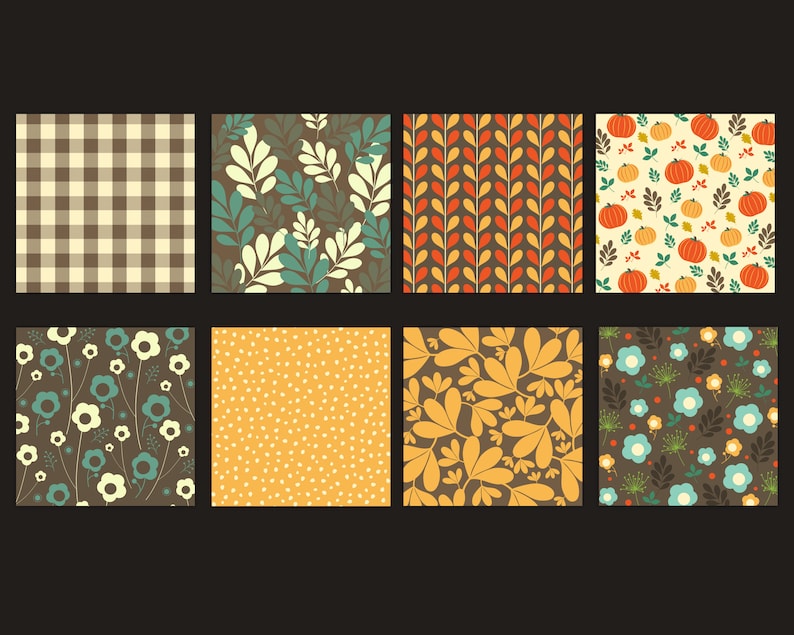 Fall Digital Paper, Fall Scrapbook Paper, Thanksgiving, Autumn, Digital ...