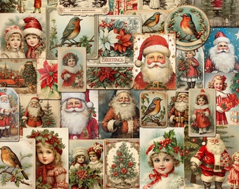 Christmas ephemera, printable Christmas ephemera, vintage christmas images, Victorian Christmas, Tags, ATC, junk journal, DIGITAL DOWNLOAD