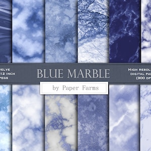 Blue marble digital paper, blue marble scrapbook paper, blue marble background, blue marble textures, foil marble, sapphire marble, DOWNLOAD