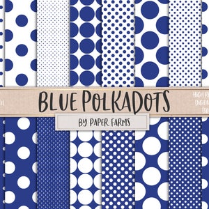 SALE, Blauwe stippen, polkadots digitaal papier, plakboek papier, cirkels, stippen, blauw, koninklijk blauw, wit, blauw en wit, patronen, DOWNLOAD