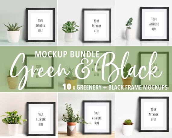 Download Frame Mockup Bundle Sale Black Frame Greenery Plants Etsy
