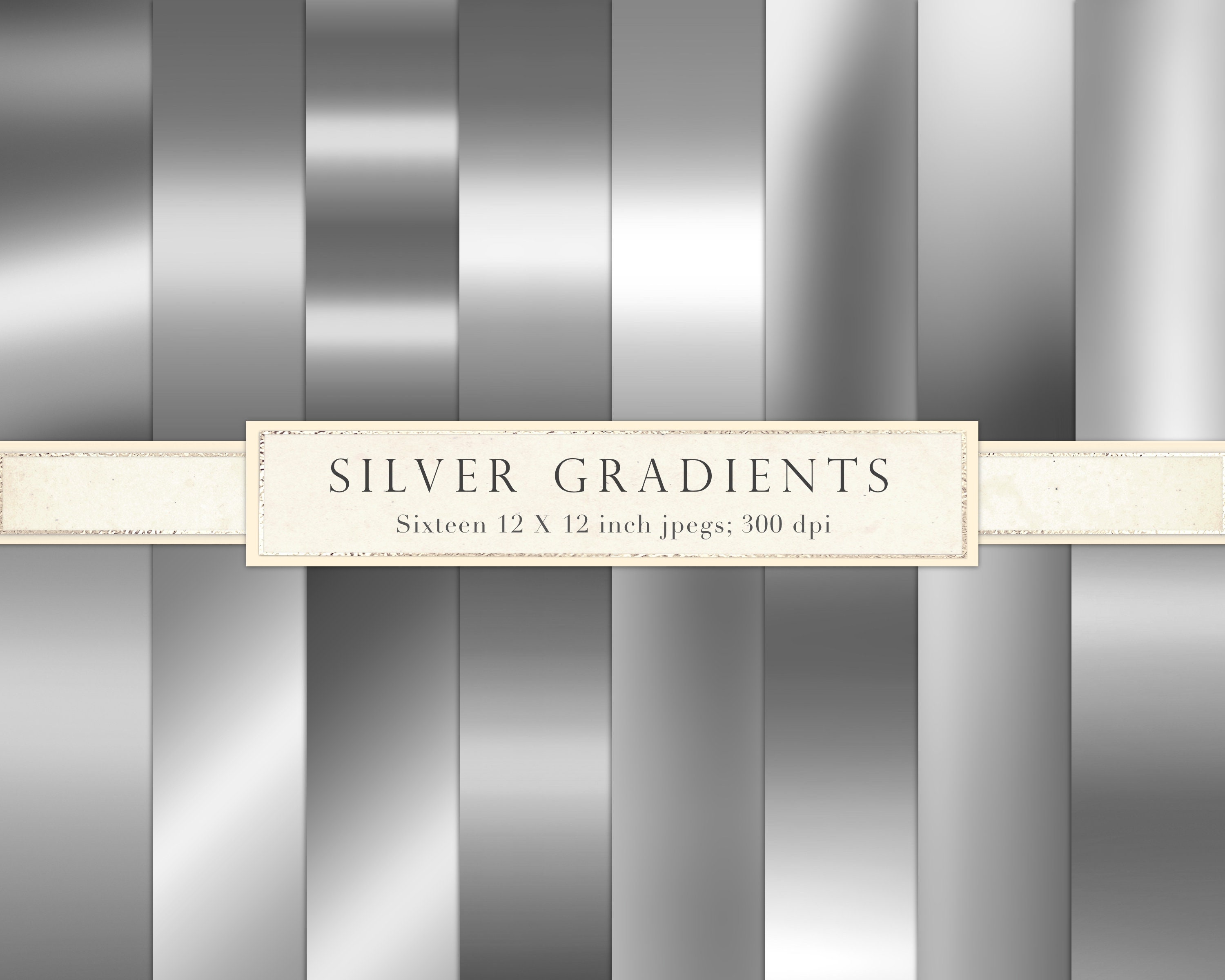 Silver gradient, metallic gradient, silver metal, digital paper, scrapbook paper, background, digital gradient, silver foil, DOWNLOAD