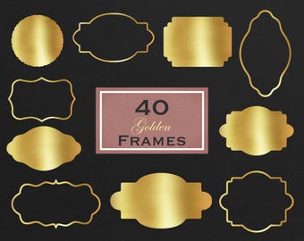 Gold frames, clipart, labels, tags, decorative, gold, digital frames, gold borders, overlay, scrapbook, metallic, decorative frame, DOWNLOAD