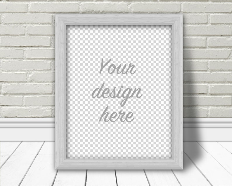 May include: A white picture frame with a gray mat and a transparent background. The text "Your design here" is written in the center of the frame.