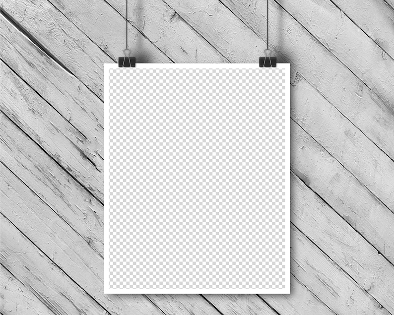 Puede incluir: Una maqueta de p&oacute;ster blanco colgada en una pared de madera blanqueada con tablones diagonales. El p&oacute;ster se mantiene en su lugar mediante dos clips negros.