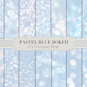 Pastel blue bokeh backgrounds, blue bokeh, digital paper, scrapbook paper, shimmer, light blue, bokeh, iridescent, printable, DOWNLOAD