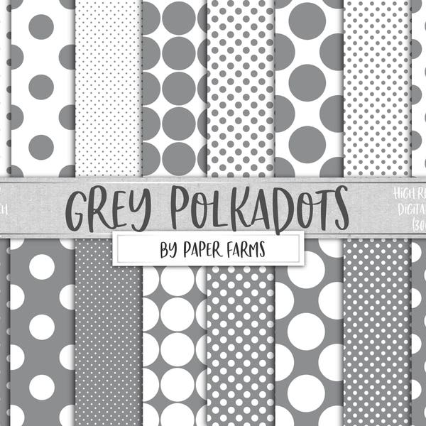 Grey dots, grey polkadots, gray dots, gray polkadots, digital paper, grey circles, scrapbook paper, large dots, small dots, digital,DOWNLOAD