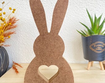 Décor en bois de jour de Pâques, lapin de Pâques en bois découpé au laser, lapin en bois, lapin de Pâques, lapin de Pâques en bois