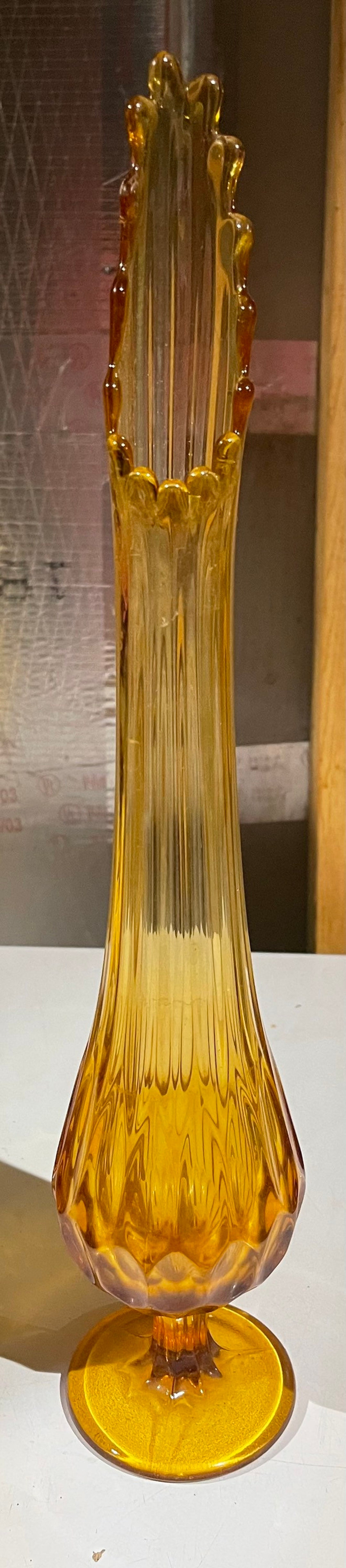 Vintage Amber Swung Vase Etsy