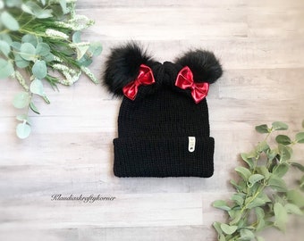 Minnie Pom Pom Hat - Etsy