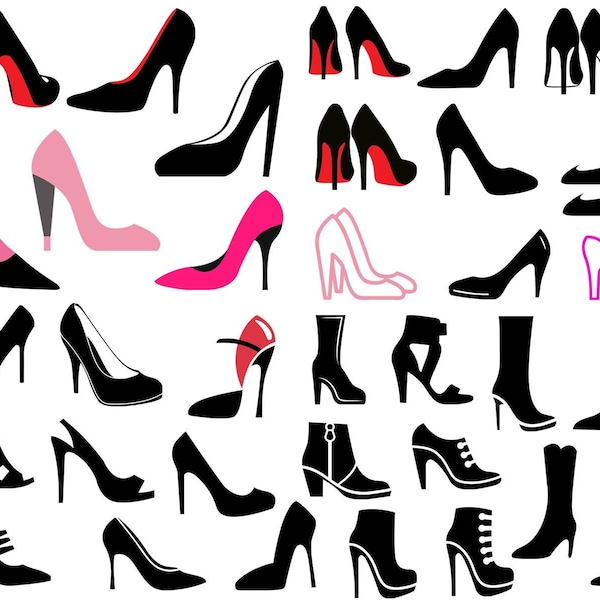 Talons hauts SVG, SVG de chaussures pour femmes, talons aiguilles Svg, fichier pour Cricut, pour la silhouette, fichiers de coupe, Png, Dxf, fichiers Svg