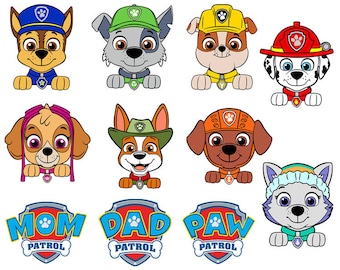 Paw Patrol SVG, Clipart, PNG, For Cricut, Bundle, Printable, Chase, Skye, E...