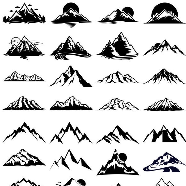 Montagnes SVG, fichier pour Cricut, pour la silhouette, fichiers de coupe, Png, Dxf, fichiers Svg