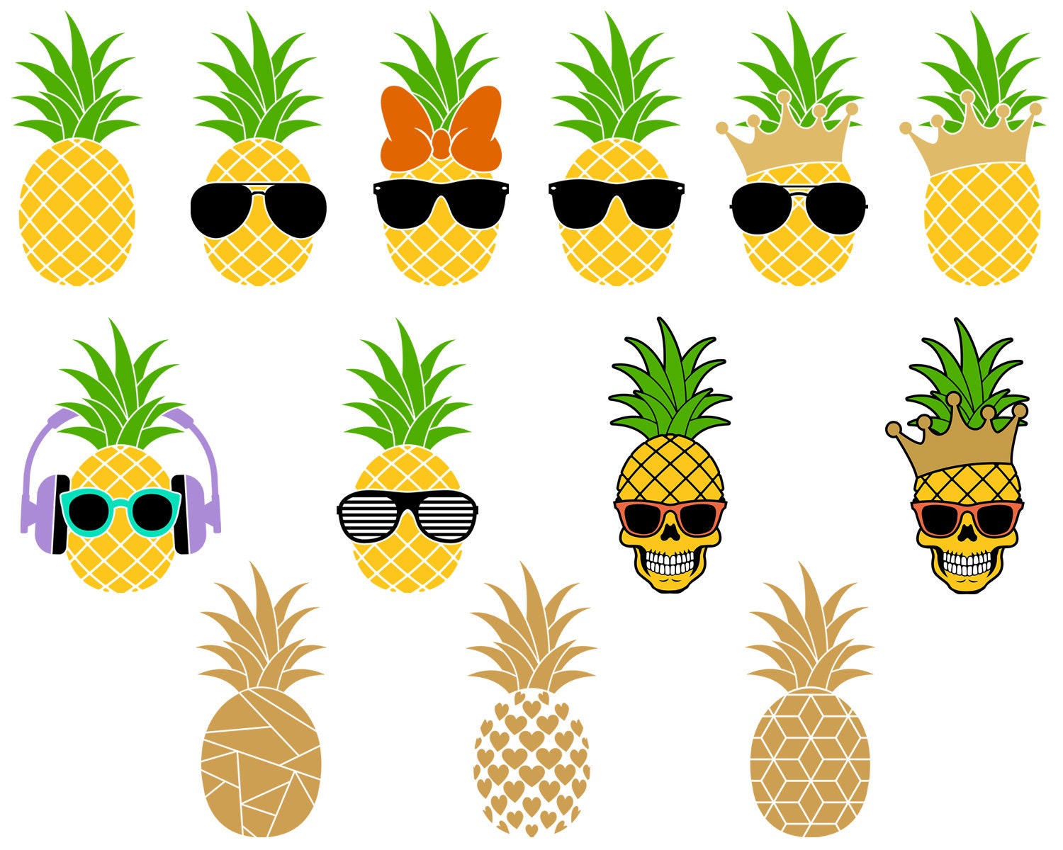 Pineapple SVG, Pineapple Sunglasses SVG, Pineapple Clipart, Summer Svg, for  Cricut, for Silhouette, Cut Files, Png, Dxf, Svg Files 