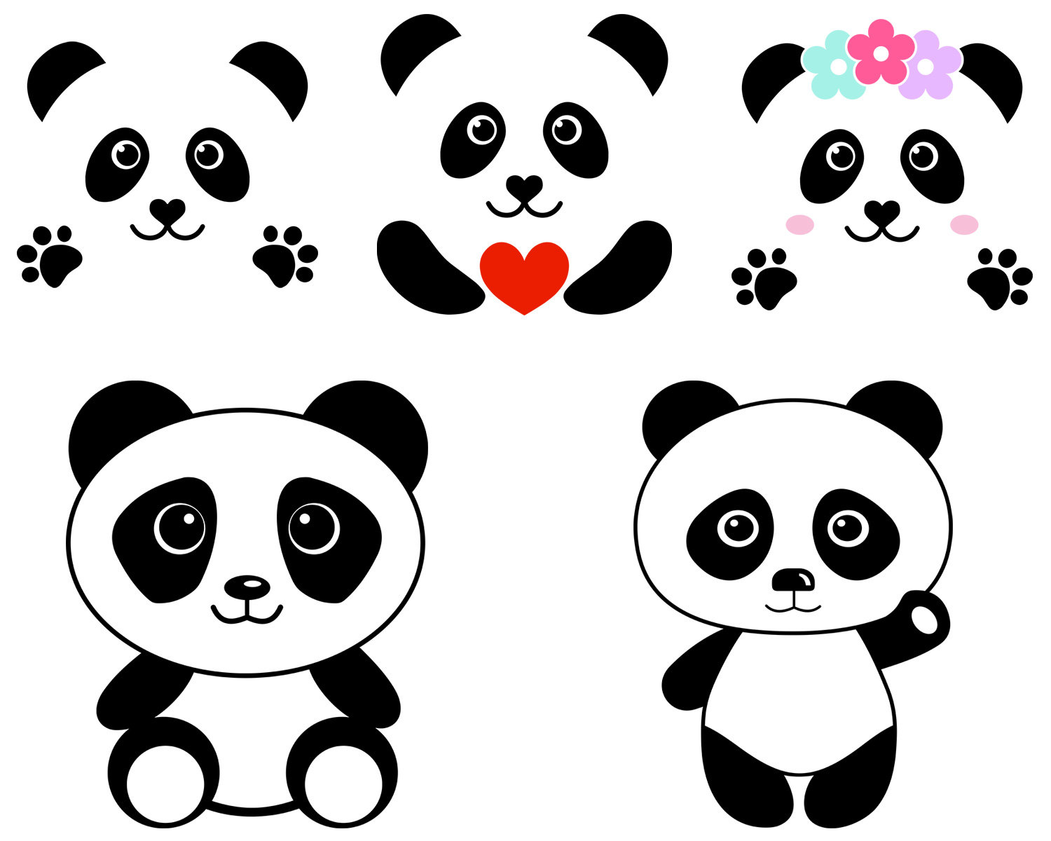 Panda Wink Head Muzzle Stroke PNG & SVG Design For T-Shirts