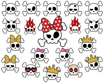 Schedel SVG, schedel met een strik SVG, voor Cricut, voor silhouet, gesneden bestand, SVG voor shirts, Svg-ontwerp, dxf, png, sublimatie ontwerpen downloads