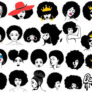 Afro Woman SVG, Afro Girl Svg, Afro Queen Svg, Afro Lady Svg, Curly Hair Svg, Black Woman, For Cricut, For Silhouette, Cut Files, Dxf, Png