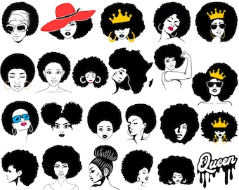 Black girl with afro svg