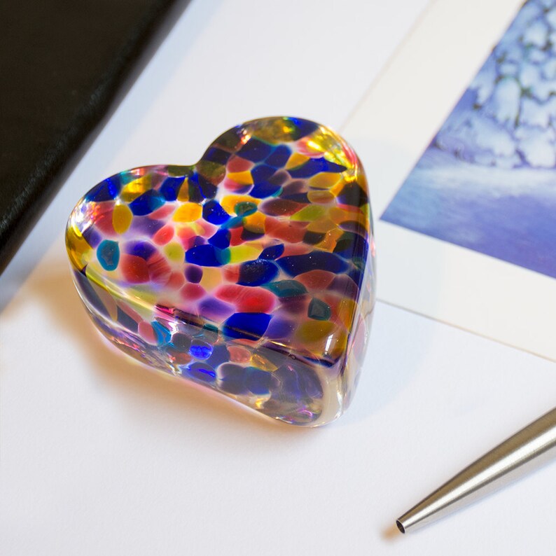 Glass Heart Paperweight Blown Art Glass Valentines Day Home Etsy