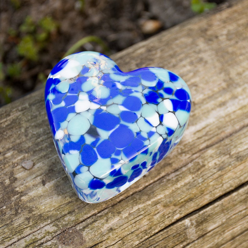 Glass Heart Paperweight Blown Art Glass Valentines Day Home Etsy