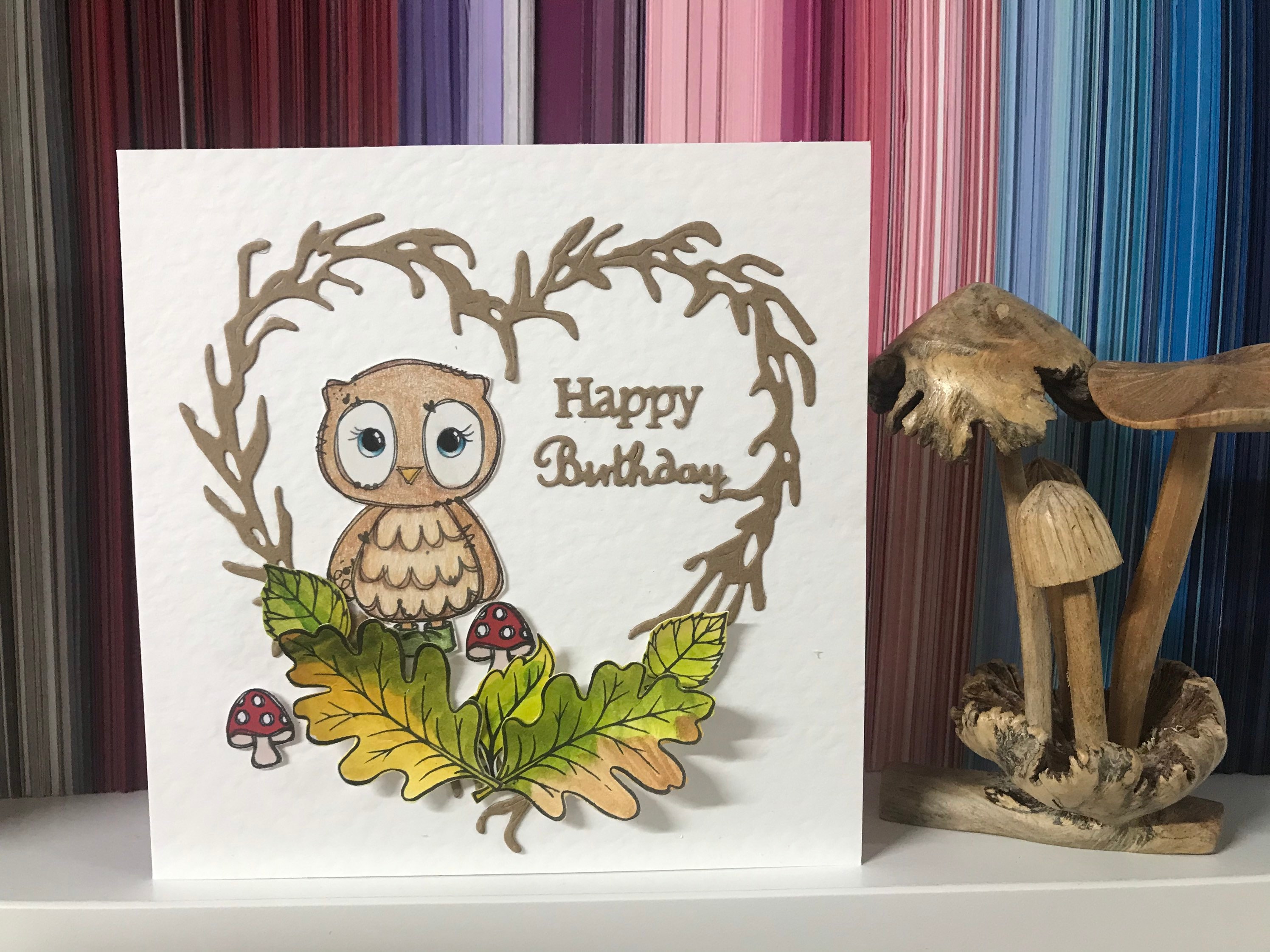 Owl birthday card, Autumnal birthday card, nature birthday card, cute owl card, unique birthday card