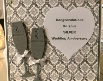 Silver wedding anniversary card, 25th Wedding anniversary card