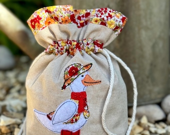 duck giftbag, duck make up bag,toiletries bag, Liberty gift bag, Liberty make up bag, duck gift, nature lover gift, bag to feed the ducks
