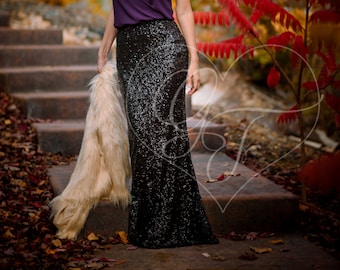 black sequin maxi skirt