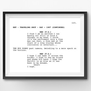 Shawshank Redemption Screenplay Print (8"x10" Digital Download) - High Resolution - Home Printer - Screenplay - Movie - Film - Gift - Script