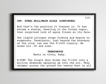 Plakat scenariusza filmu Terminator 2: Hasta La Vista, Baby – cytat z filmu