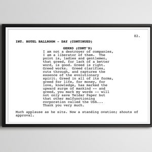 Wall Street - Screenplay Movie Poster (up to 24&quot; x 36&quot;) - 1987 - Michael Douglas - Charlie Sheen - Stockbroker - Film - Script - Art - Decor