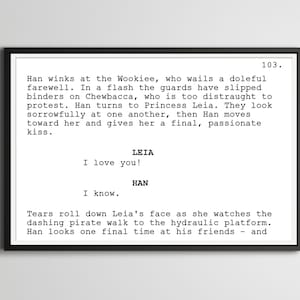 Star Wars Script Poster: I Love You, I Know - Han and Leia