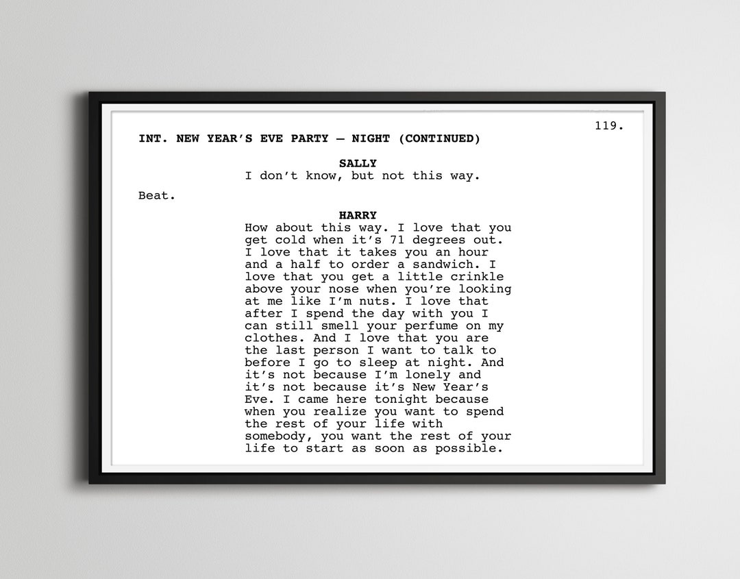 Screenwriting Posters When Harry Met Sally Screenplay Poster: Movie Script Art - Etsy