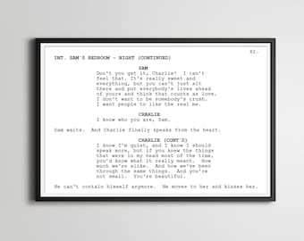 Perks of Being a Wallflower Screenplay Poster: Movie Script Art